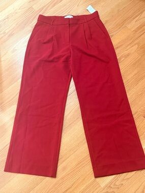 NWT Abercrombie & Fitch Red Wide-Leg High-Rise Pants